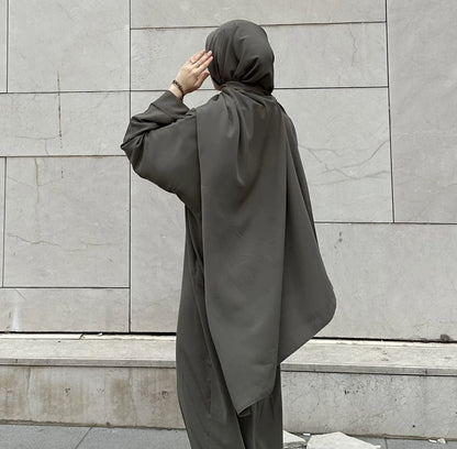 Khimar Long Satiné Taupe