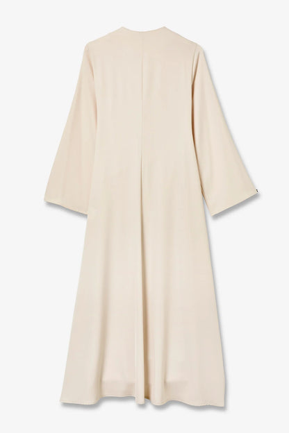 Abaya Ceinturée Écrue à Coupe Croisée
