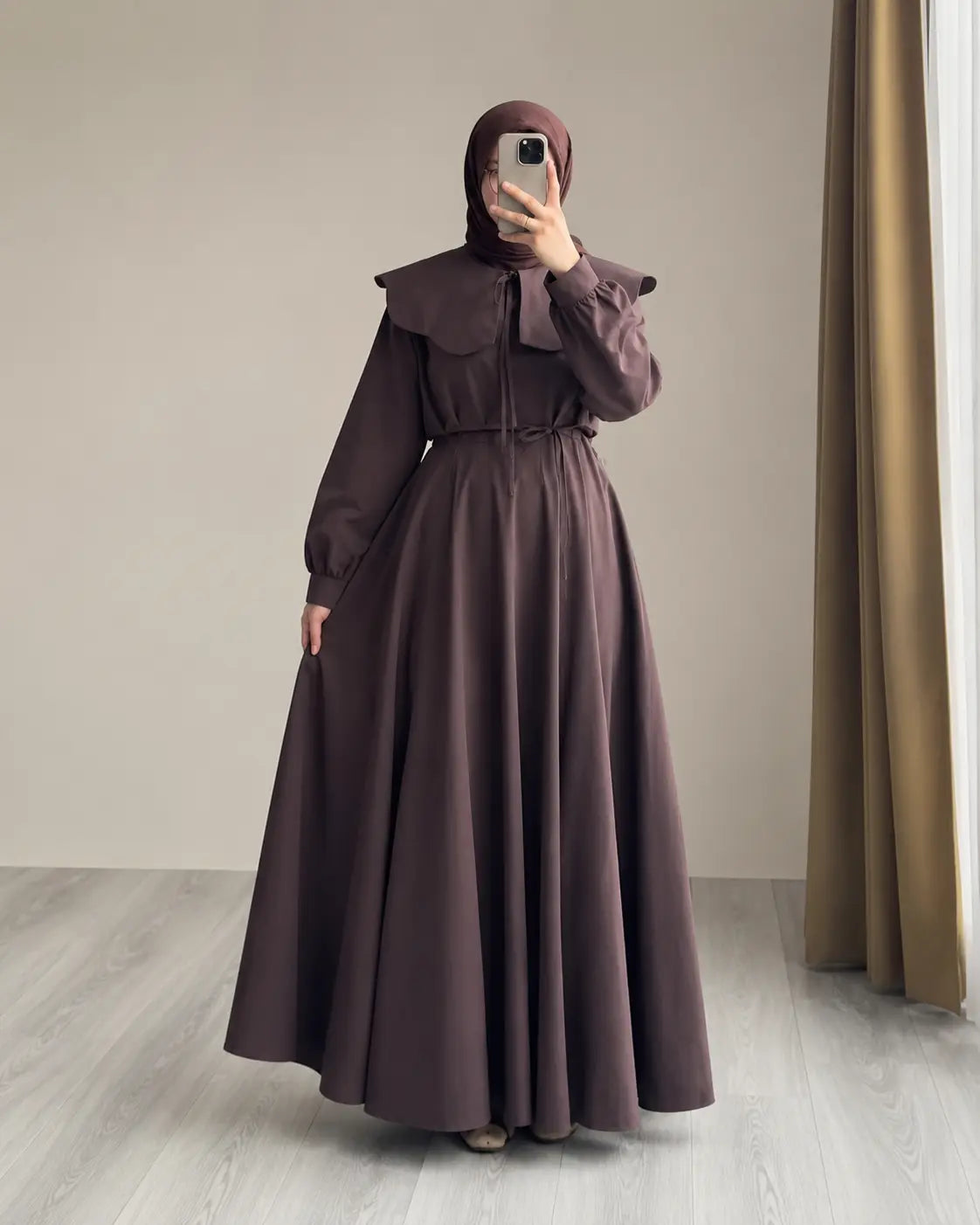 Robe Col Claudine - kaki vue complète