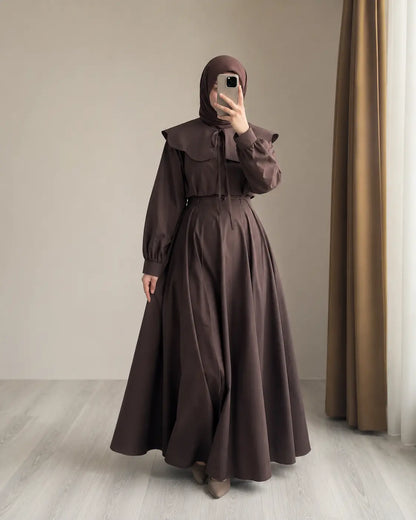 Robe Col Claudine - kaki détail