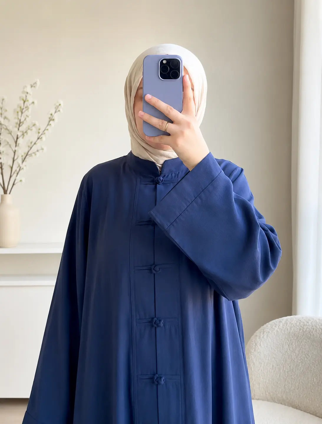 Abaya Boutons Nœuds - vue latérale