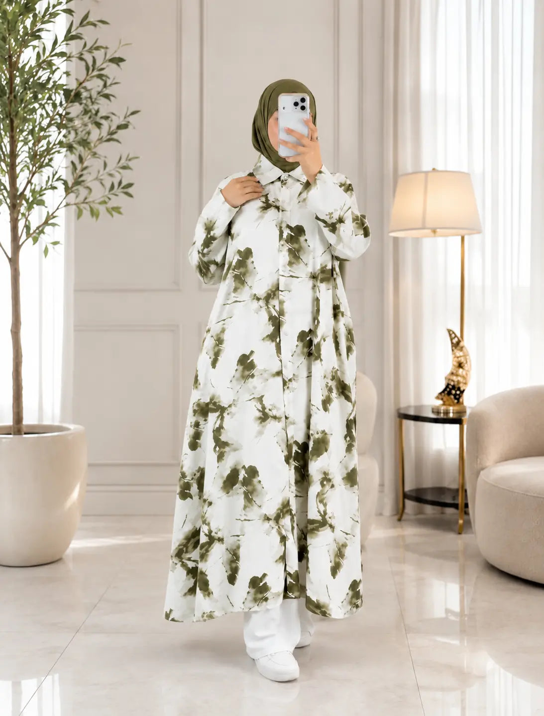 Abaya fleurie imprimée - look complet