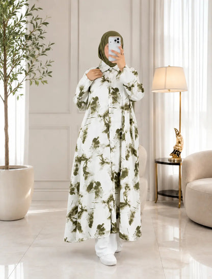 Abaya fleurie imprimée - look complet