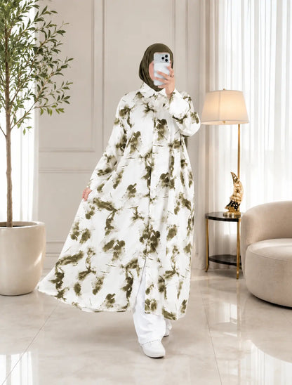 Abaya fleurie imprimée - vue intérieure
