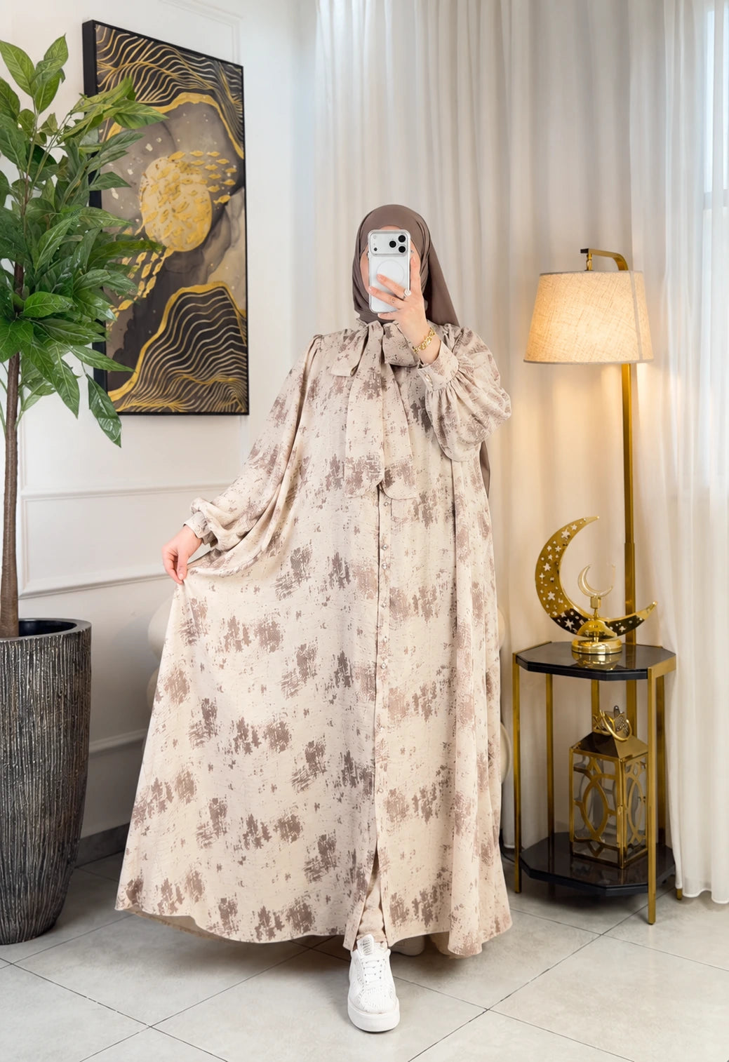 Abaya nœud papillon - vue de face