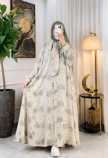 Abaya nœud papillon - silhouette complète