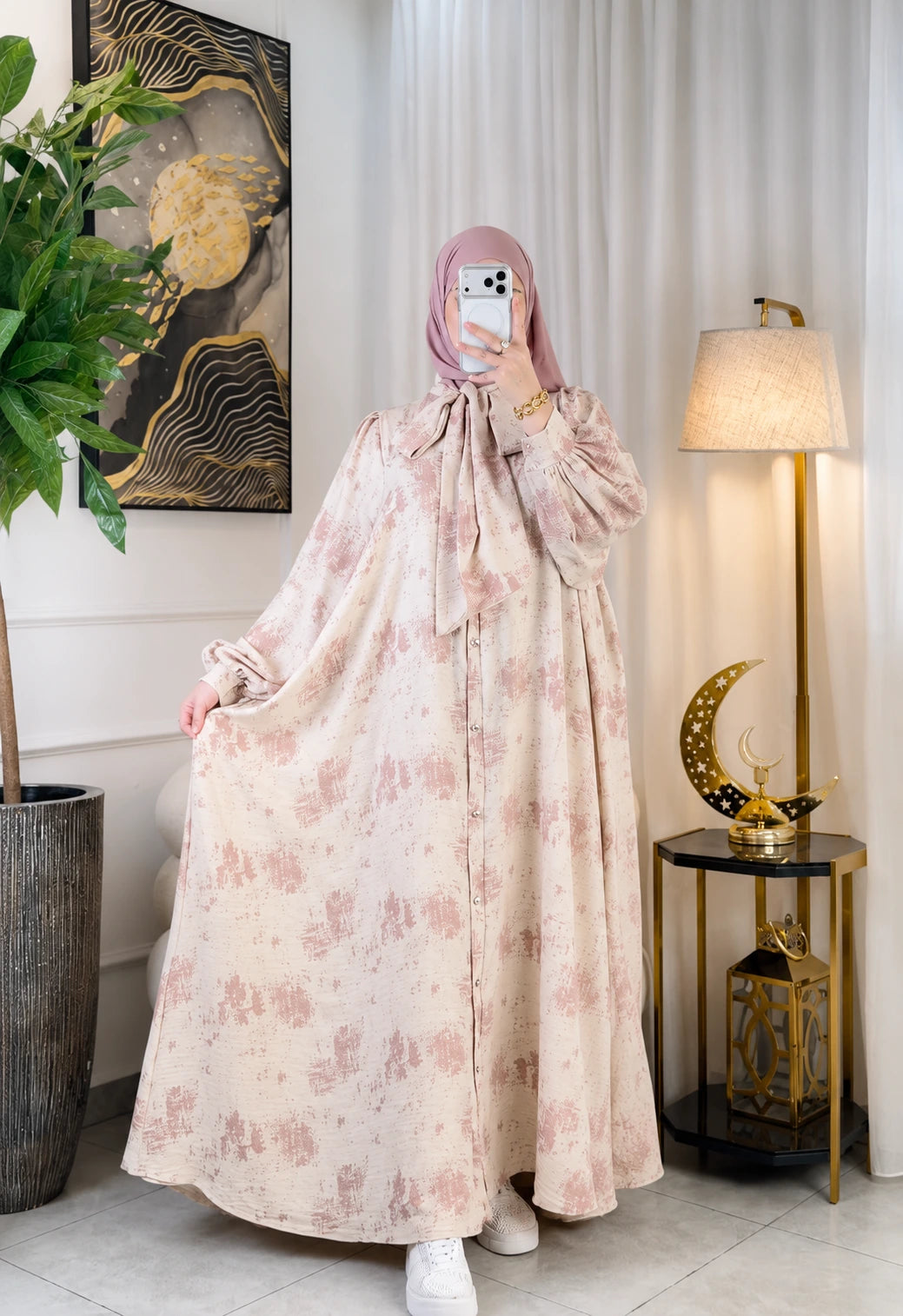 Abaya nœud papillon - détail col lavallière