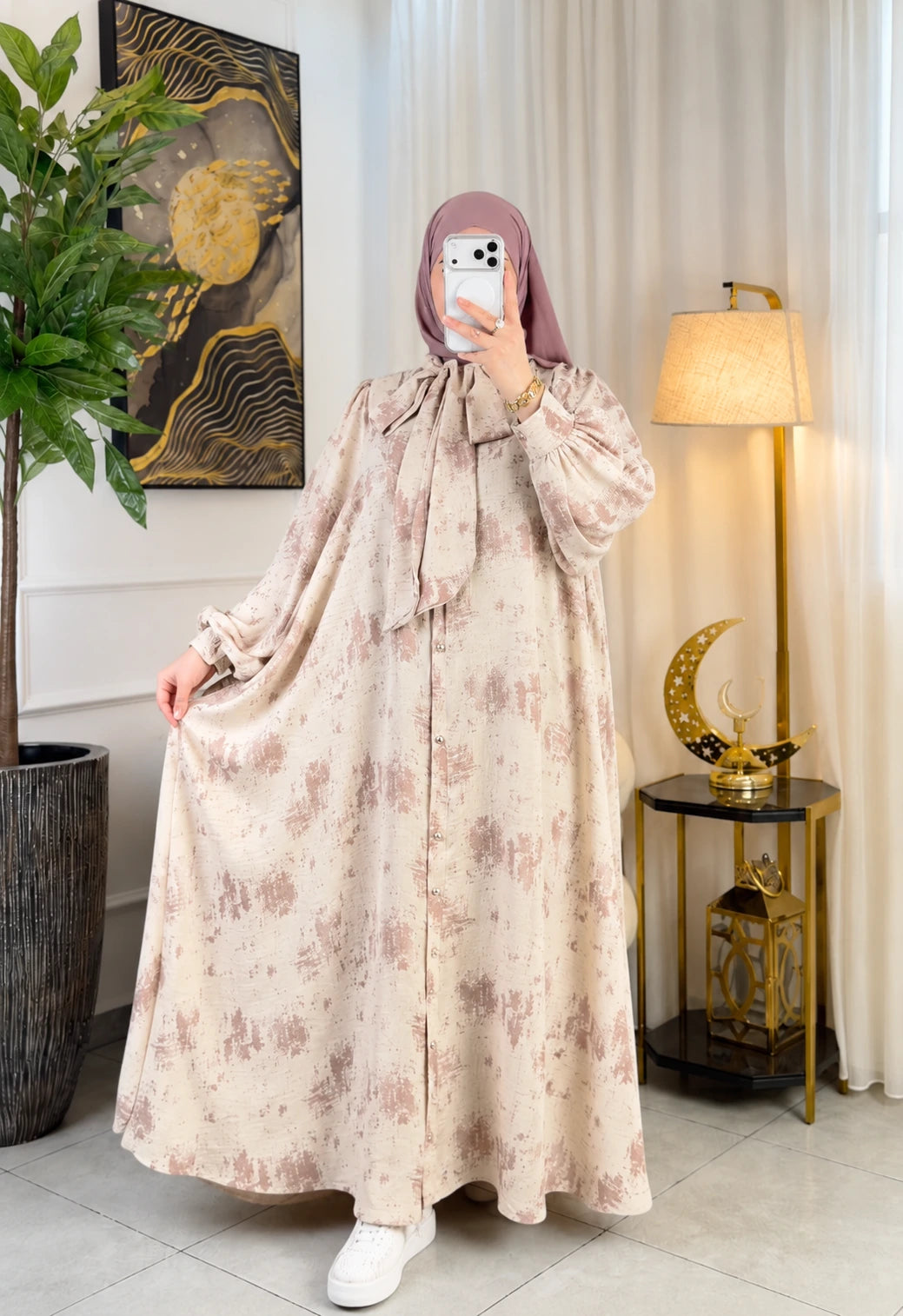 Abaya nœud papillon - vue latérale